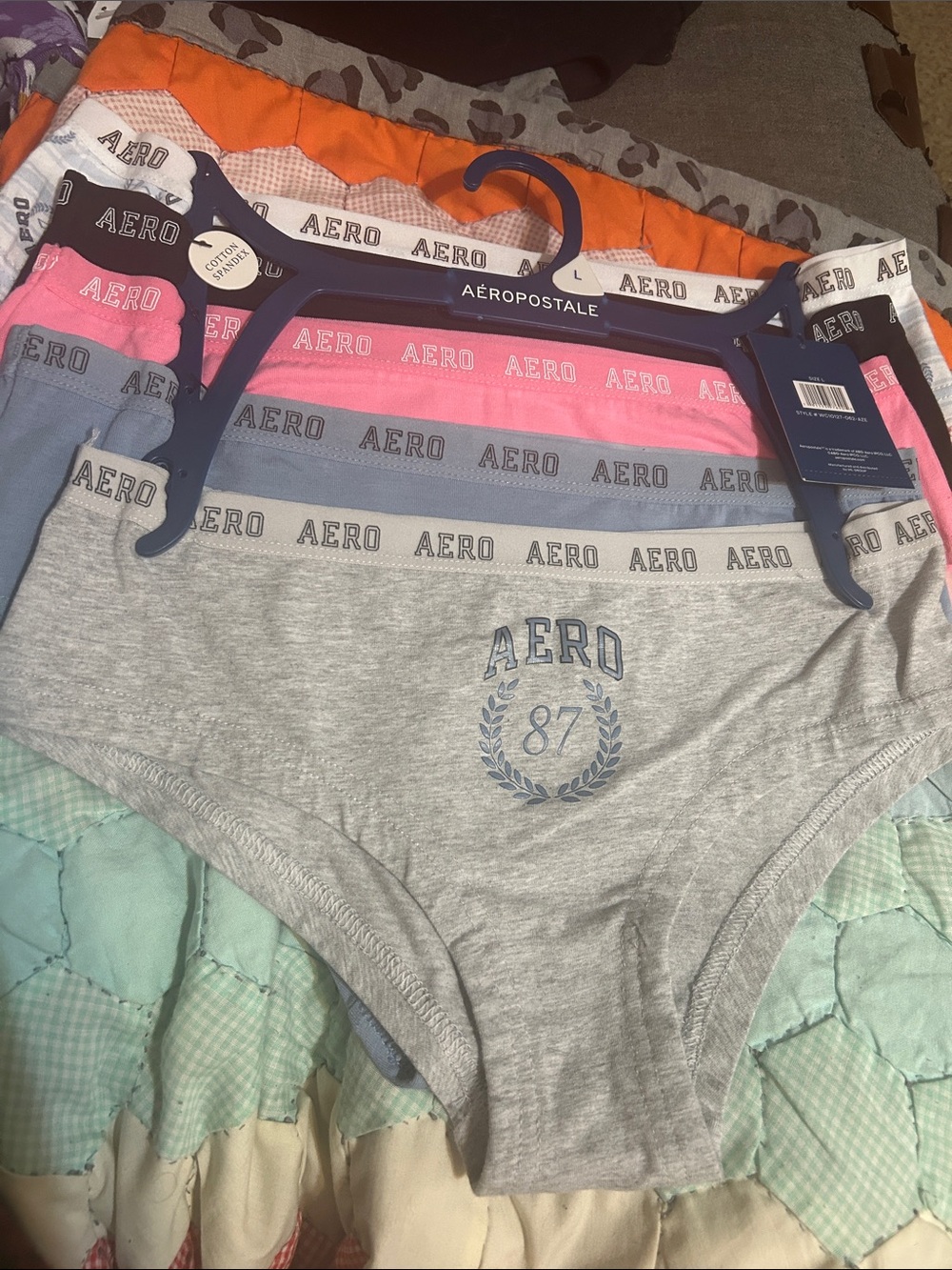 Aéropostale Women's Cotton Logo Hipster Panty - Gray/Pink/Blue (3-Pack)